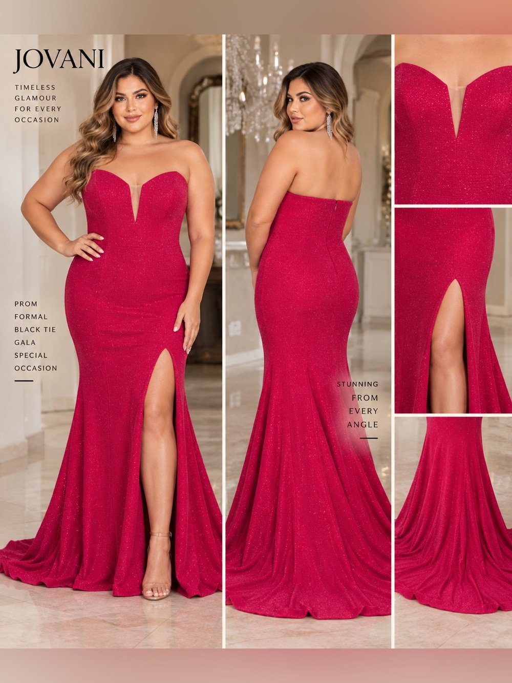 Jovani Fuchsia Glitter Strapless Mermaid Prom Gown Size 16 NWT